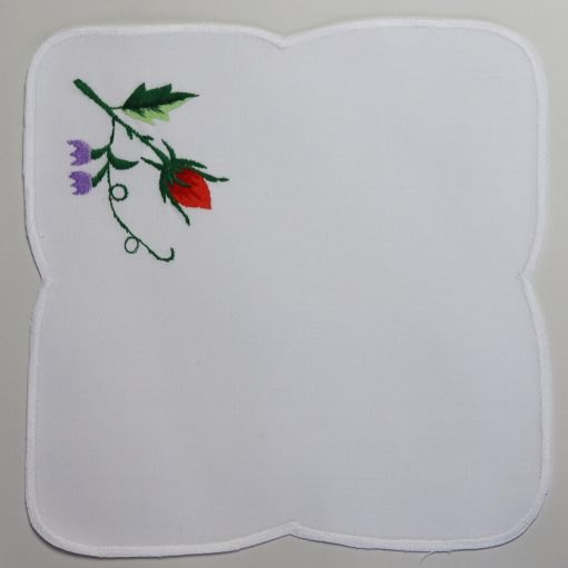 Hand-embroidered napkins with beautiful Bouquet with a rose from Lowicz. - Image 3