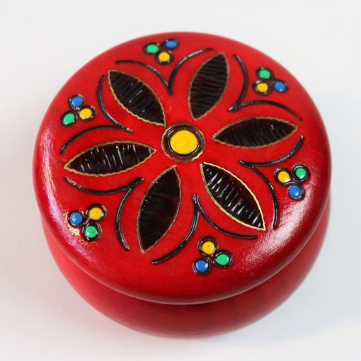 A casket made of wood - round - red