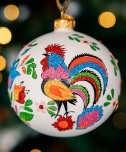 Regional Christmas Ornament - Cut-outs - Łowickie - Colorful rooster and flowers
