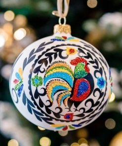 Regional Christmas Ornament - Cut-outs - Łowickie - A rooster with a golden tail