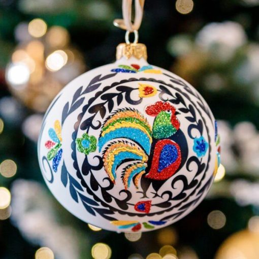 Regional Christmas Ornament - Cut-outs - Łowickie - A rooster with a golden tail