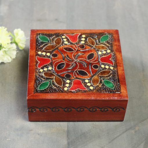 A casket made of wood - Tulips - Image 2